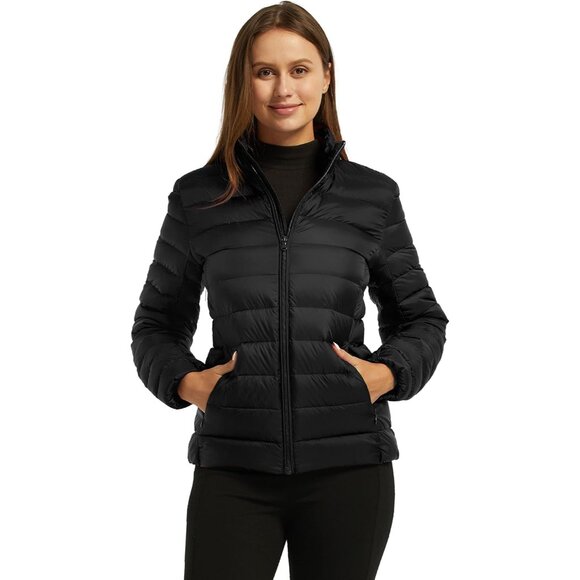 Women's Packable Down Jacket Lightweight Nylon Puffer Travel Cozy Warm - Picture 3 of 6
